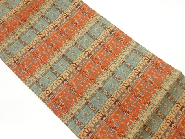 横段に抽象模様織出し名古屋帯